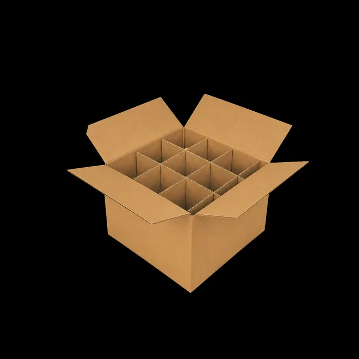 Caja de cartón para envío con separadores, lista para empacar frascos
